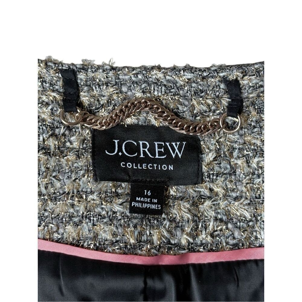 J. Crew Collection Louisa lady jacket Blazer size 16 tinsel tweed Wool Blend Me - Picture 5 of 15